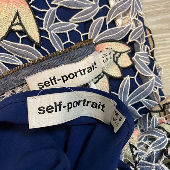 Self-Portrait Dove Grey Patchwork Mini Dress in US Size 4 - Picture 7 of 10